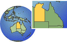 Alice Springs, Territorio del Norte, Australia time zone location map borders