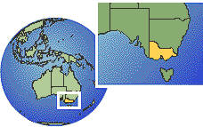 Merbein, Victoria, Australia time zone location map borders