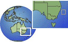 Île Lord Howe, Australie carte de localisation de fuseau horaire frontières
