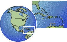 Oranjestad, Aruba time zone location map borders