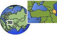 Mastaga, Azerbaijan time zone location map borders