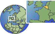 Halle, Belgium time zone location map borders