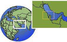 Bahrain time zone location map borders