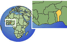 Benín time zone location map borders