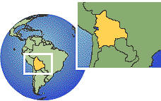 Santa Cruz, Bolivie carte de localisation de fuseau horaire frontières