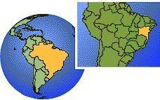 Bahia, Brésil carte de localisation de fuseau horaire frontières