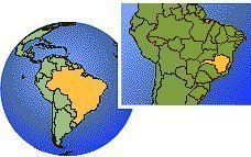 Minas Gerais, Brésil carte de localisation de fuseau horaire frontières