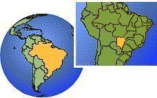 Mato Grosso do Sul, Brésil carte de localisation de fuseau horaire frontières