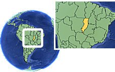 Mato Grosso (Araguaia région), Brésil carte de localisation de fuseau horaire frontières