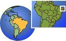 Río Grande del Norte, Brasil time zone location map borders