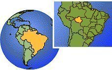 Porto Velho, Rondonia, Brazil time zone location map borders