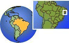 Sergipe, Brasil time zone location map borders