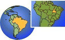 Tocantins, Brazil time zone location map borders