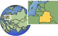 Minsk, Bielorrusia time zone location map borders