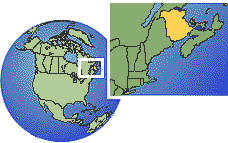Fredericton, Nuevo Brunswick, Canadá time zone location map borders