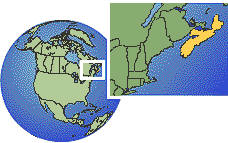 Aylesford, Nova Scotia, Canada time zone location map borders