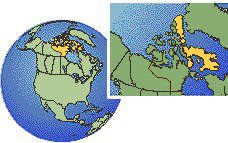 Iqaluit, Nunavut (Est), Canada carte de localisation de fuseau horaire frontières