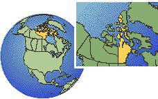 Arviat, Nunavut (Centre), Canadá time zone location map borders