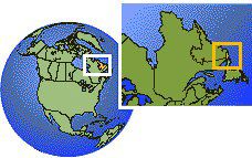 Labrador (excepción 2), Canadá time zone location map borders