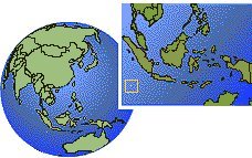 Cocos, Islas Cocos (Keeling) time zone location map borders