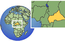 Central African Republic time zone location map borders