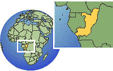 Congo time zone location map borders