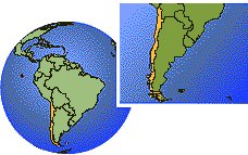 Curacavi, Chile time zone location map borders