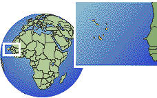 Cap-Vert carte de localisation de fuseau horaire frontières