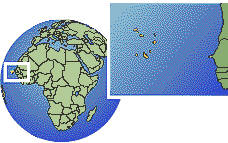 Praia, Cabo Verde time zone location map borders