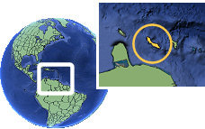 Curazao time zone location map borders