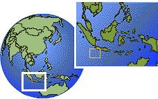 Île Christmas (Océan Indien) carte de localisation de fuseau horaire frontières