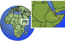 Djibouti, Dschibuti Zeitzone Lageplan Grenzen