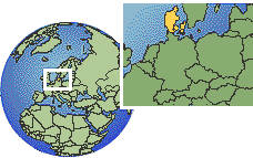 Skrydstrup, Denmark time zone location map borders