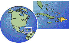 La Romana, República Dominicana time zone location map borders