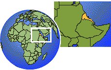 Asmara, Eritrea Zeitzone Lageplan Grenzen