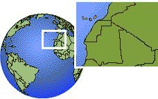 Galdar, Canary Islands, Spain time zone location map borders