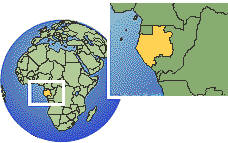 Libreville, Gabón time zone location map borders