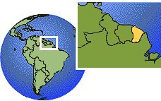 Guayana Francesa time zone location map borders