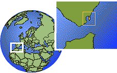 Gibraltar carte de localisation de fuseau horaire frontières