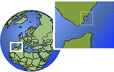 Gibraltar, Gibraltar Zeitzone Lageplan Grenzen