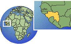 Guinea Zeitzone Lageplan Grenzen