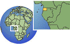 Bata, Guinea Ecuatorial time zone location map borders