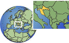 Karlovac, Croatia time zone location map borders