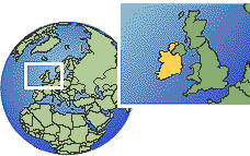 Claremorris, Ireland time zone location map borders