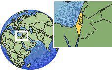 Nahariyya, Israel time zone location map borders