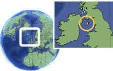 Douglas, Isle of Man time zone location map borders