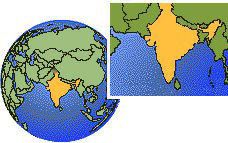 Visakhapatnam, India time zone location map borders