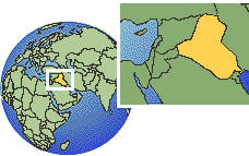 Baghdad, Iraq time zone location map borders