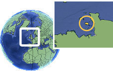 Saint Helier, Jersey time zone location map borders