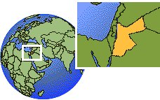 Jordania time zone location map borders